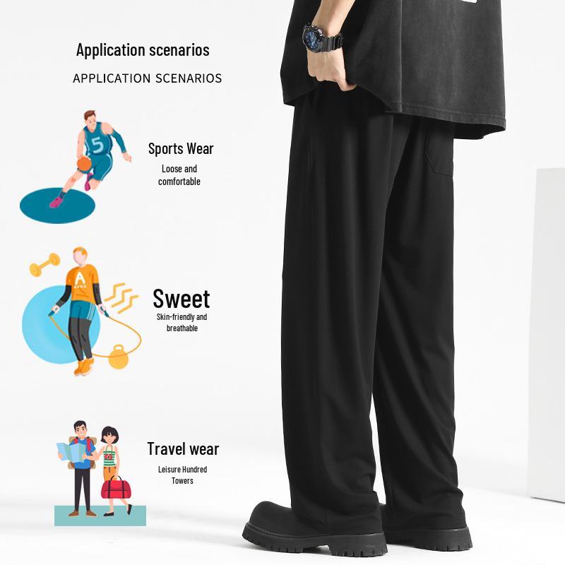Men's Spring & Autumn Loose Straight-Leg Joggers – Lightweight Casual Long Sweatpants