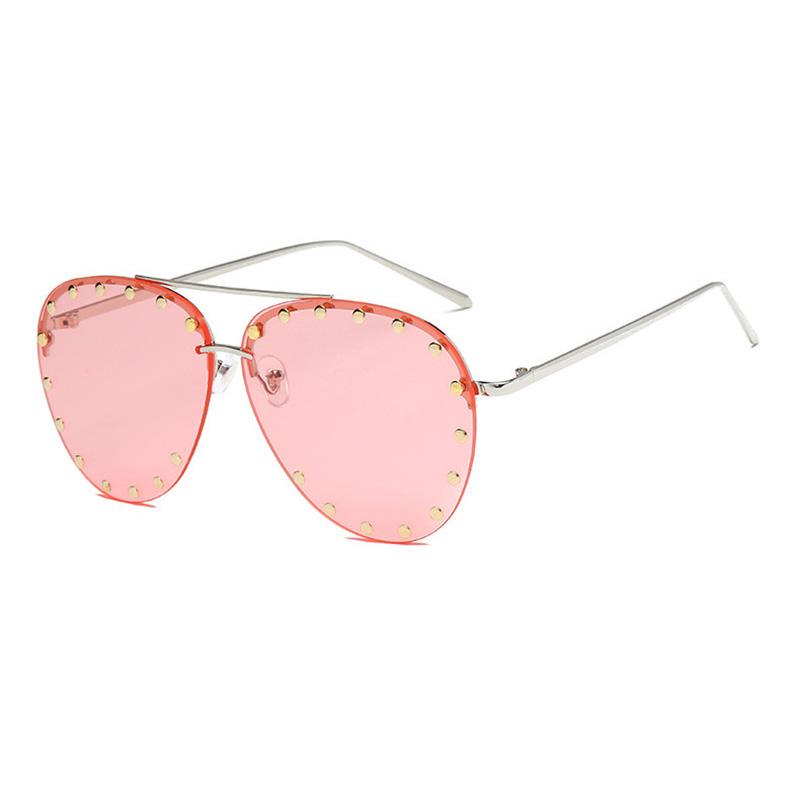 SHAUNA Nail Decoration Women Rimless Pilot Sunglasses Brand Designer Fashion Ladies Gradient/Tinted Punk Style Glasses