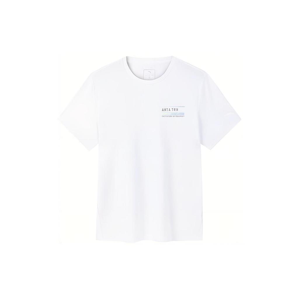 Anta Training Series Letter Round Neck Pullover Sports Short Sleeve T-Shirt Men Tops Pure-White 152427169-1