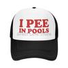 I Pee In Pools Mesh Baseball Cap for Unisex Women Funny Breathable Hat Unisex Adjustable Snapback Caps Summer Casual Sun Hats