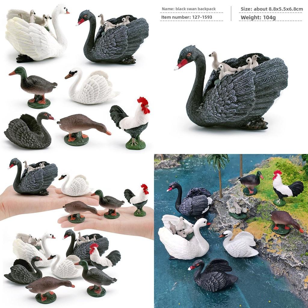 Figures Animal Realistic Model With Ducks Rooster Swans For Decorative Display