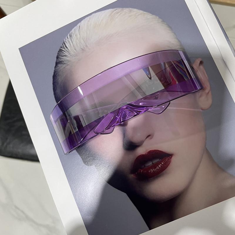 Futuristic Narrow Cyclops Visor Sunglasses Laser Eyeglasses UV400 Personality Mirrored Lens Costume Eyewear Glasses Men Glasses