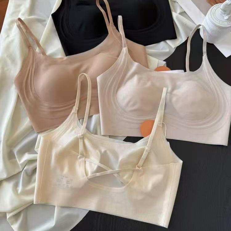 Ice Skin Women's Thin Big Breasts Show Small Summer Ultra-thin Paper Rabbit Ear Cup Seamless Bra Cover Explosion