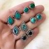 New Trends 5 Pairs Of Jewelry Dazzling Turquoise Gemstones Bohemian Earrings Stud Earrings