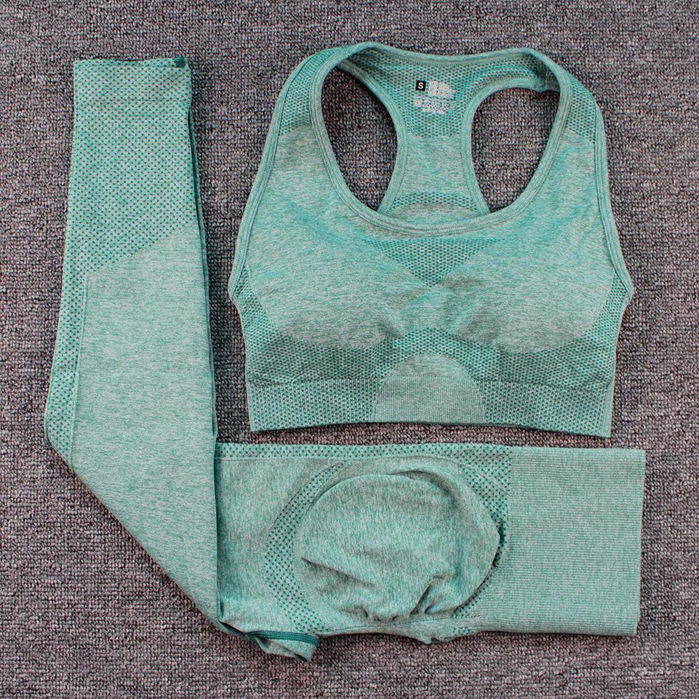 European & American Women's Butt-Lifting Seamless High-Waisted Yoga Pants & Bra Set
