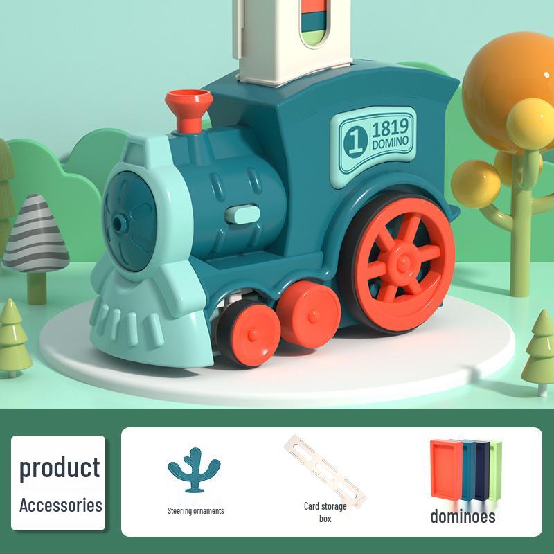 Automatic Little Train Domino Dispenser with Sound & Light - Educational Toy for Kids