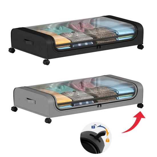 Under-Bed Storage Box with Wheels Large Capacity Dustproof Multi-Purpose Storage Container Clothes Toys Organizer with Clear Window