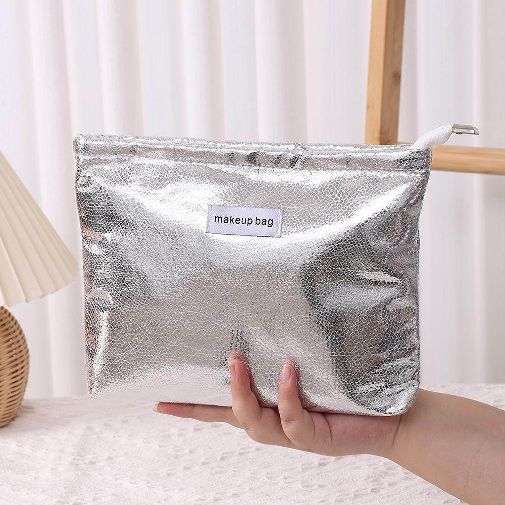 Fashion Shiny Sequins Cosmetic Bag Portable Women Clutch Zipper Pouch Handbag Makeup Toiletries Storage Square Bag
