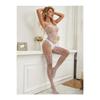 Women's Black Garter Patterned Private Area Open Flexible Fantasy Body Stockings