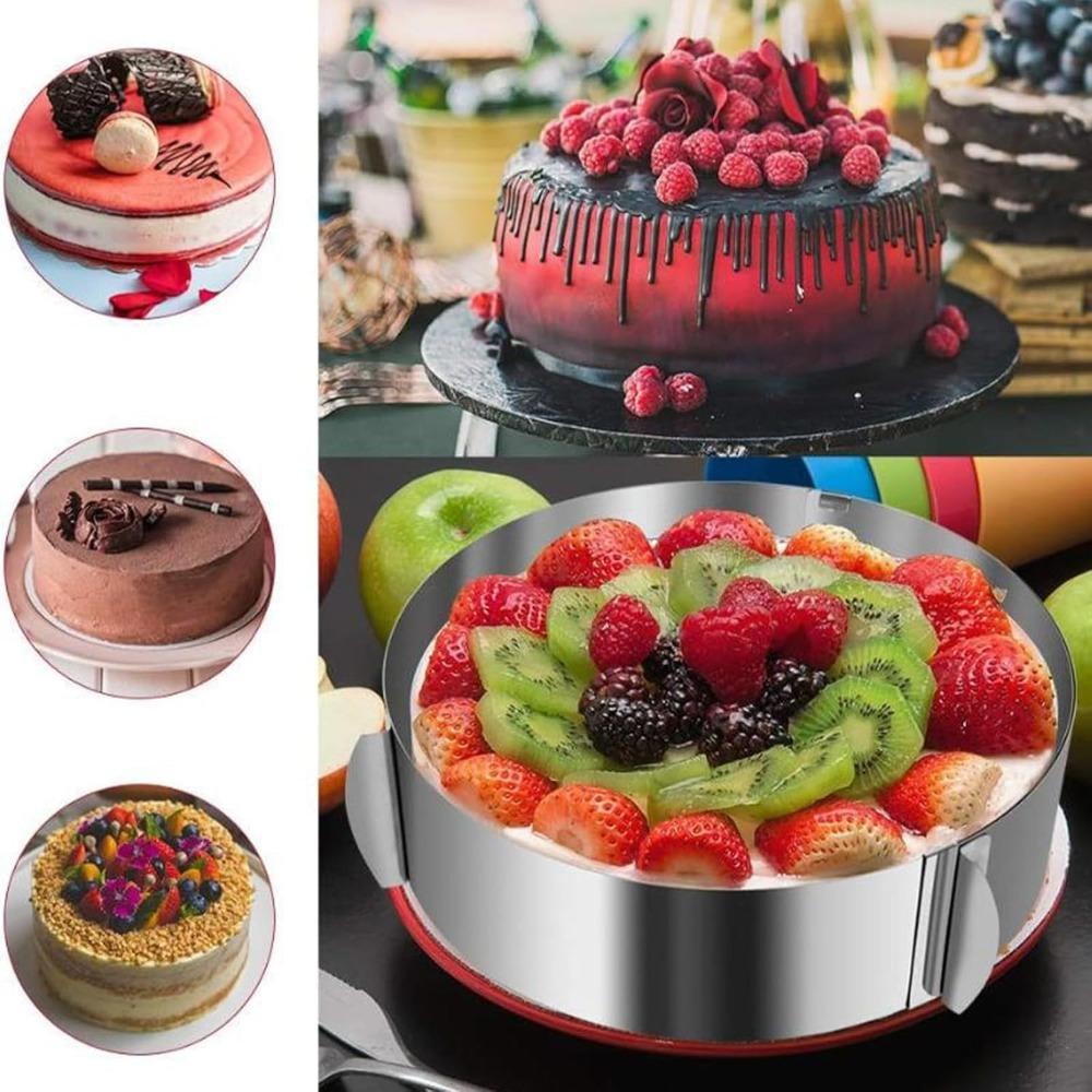Stainless Steel Round Cake Mold Adjustable 6 To 12 Inches Height 6-15cm with Precise Scale Mold Baking Ring for Mousse Baking