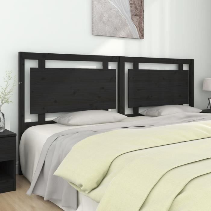 VidaXL Headboard Black 205.5x4x100 Cm Solid Pine Wood 817964