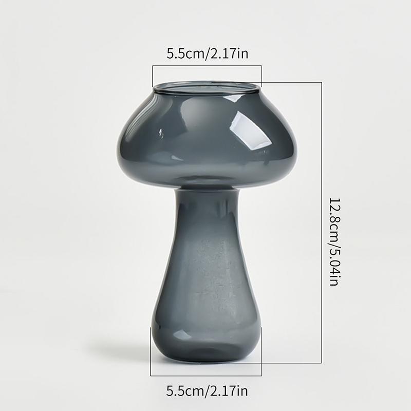 

1 шт. Серая ваза-гриб, настольное украшение, ваза для цветов, гостиная, столовая, ваза для гидропонных растений, маленькая 12,8x5,5 см серый