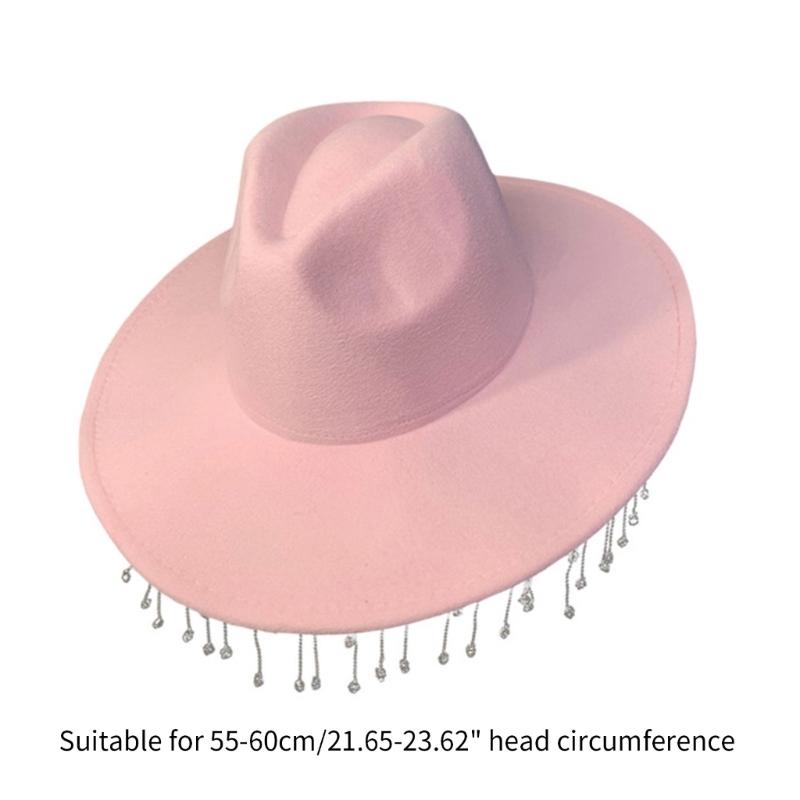 Bridal Cowboy Hat Glinting Tassels Western Cowgirl Hat for Women Girl Photo Props Shimmering Cowgirl Hats Party