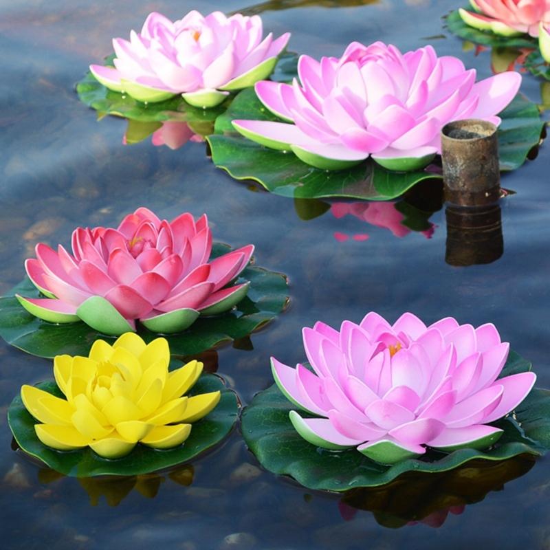 Künstliche Schwimmende Schaumstoff-Lotuspflanzen Gemischte Farbe Künstliche Lotusblumen Display-Charme für Teich- und Gartendekorationen