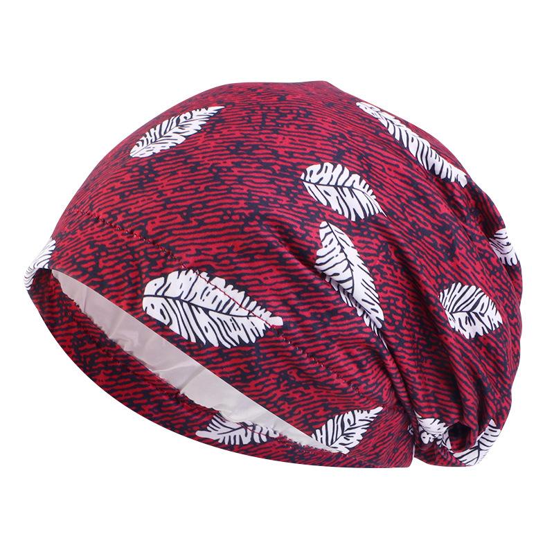 New double-layer nightcap, satin-lined pullover cap, stacking cap, printed chemotherapy cap JDU-B