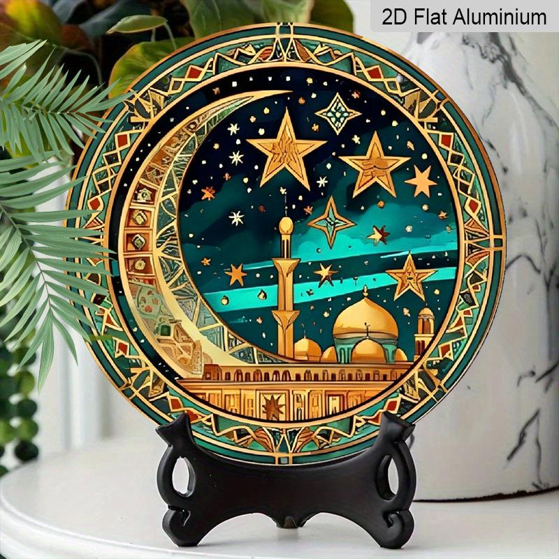 2D Flat Humorous Round Aluminum Decorative Plaque Room Decoration- 1pc Farmhouse Style Islamic Wall Art- Round Hanging Sign Home, Garden, Porch, And