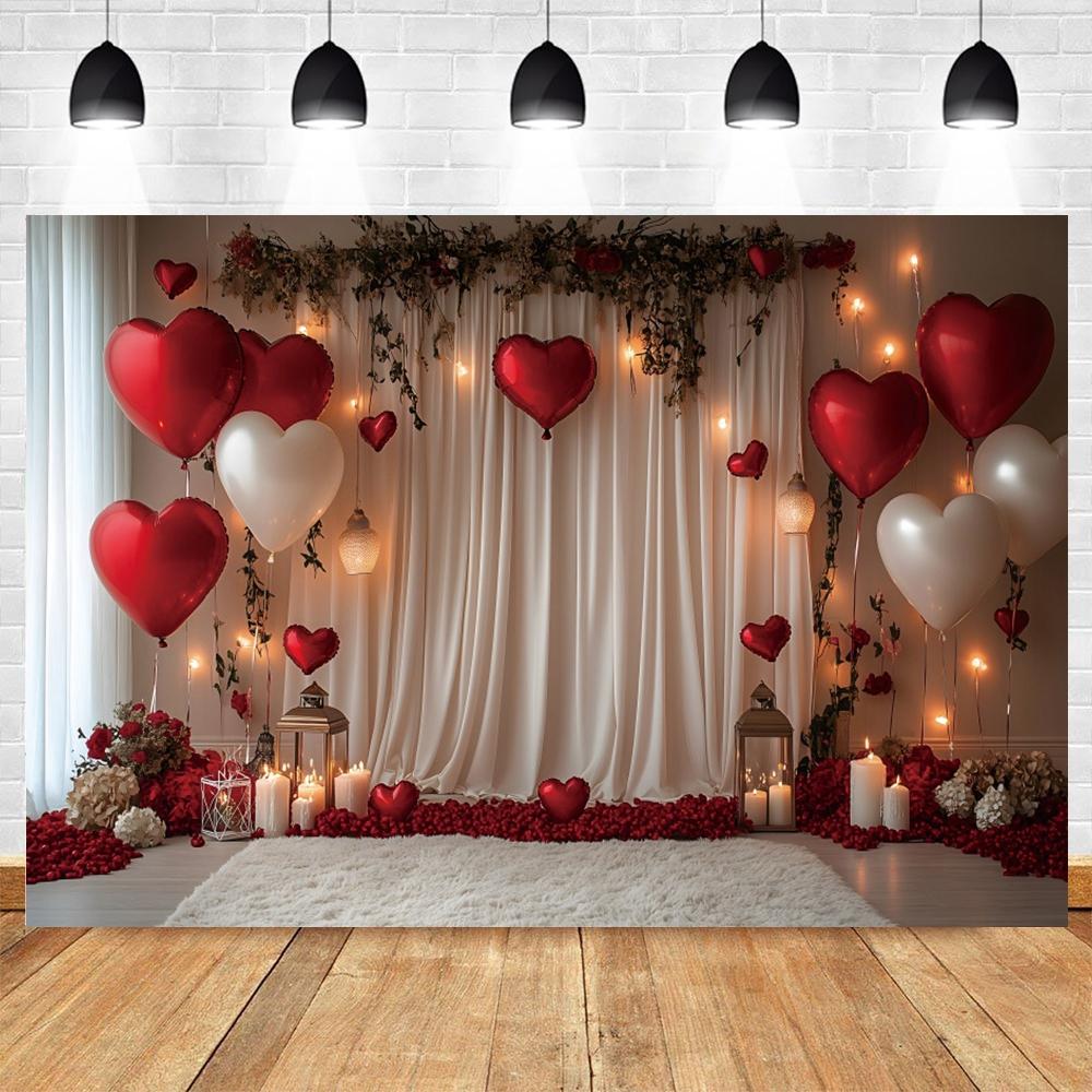 Romantic Valentine's Day Red Rose Love Candle Photography Banner Background, Indoor Scene Couple Photo Shooting Studio Backdrop