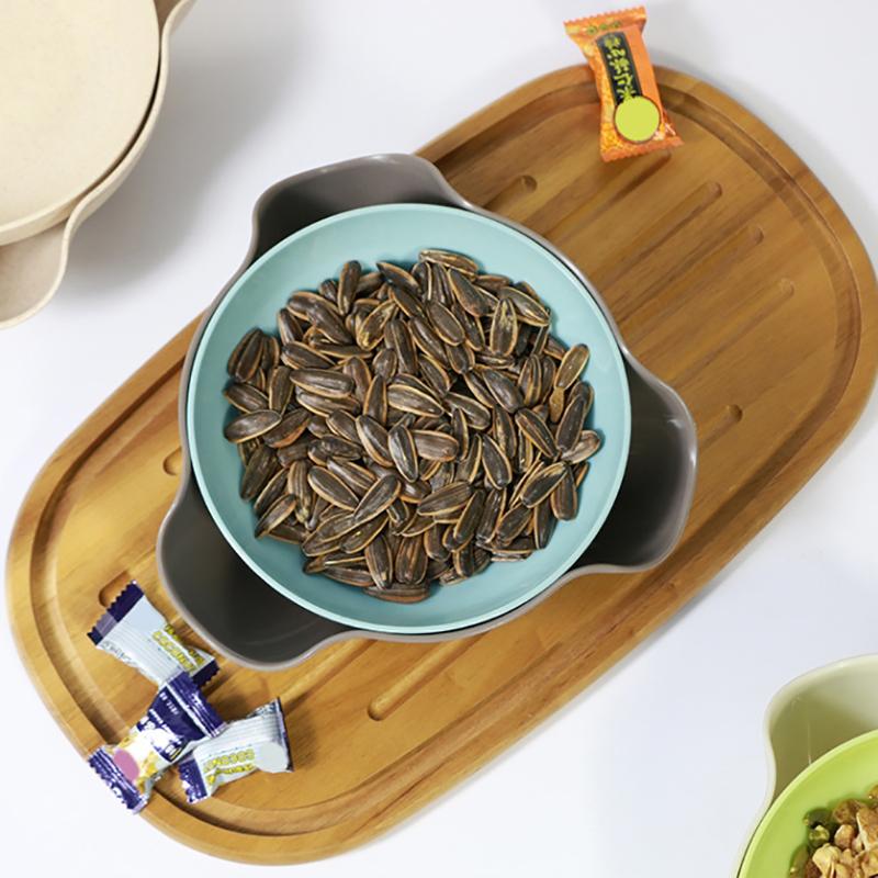 1Pieces Snack Bowls Double Layer Popcorn Bowl With Storage Pistachios Bowl With Storage Round Snacks Dish Outdoor Tableware