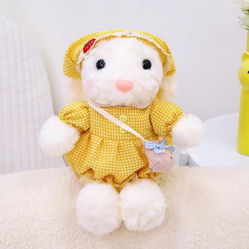 Fashion Plush Princess Dress with Long Ears Rabbit Keychain Cute Cartoon Plush Rabbit 8 Inch Grabbing Machine Doll
