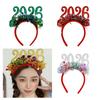 Year of 2026 Glittering Hairband For Adult Kids Adjustable Plastic Hair Hoop Festival Head Accessory for Holiday Event