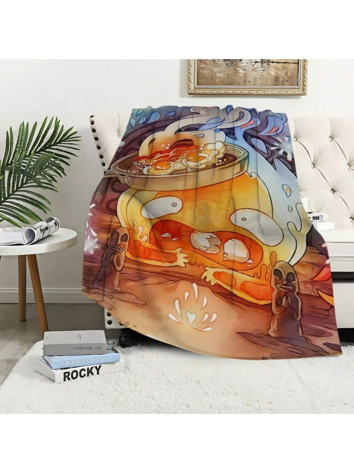 

Anime Calcifer H-Howls M-Moving C-Castle Blanket Plush Nap Sofa Rug For Room Warm Office Bedroom Birthday Home Travel Gifts 75X95CM серый