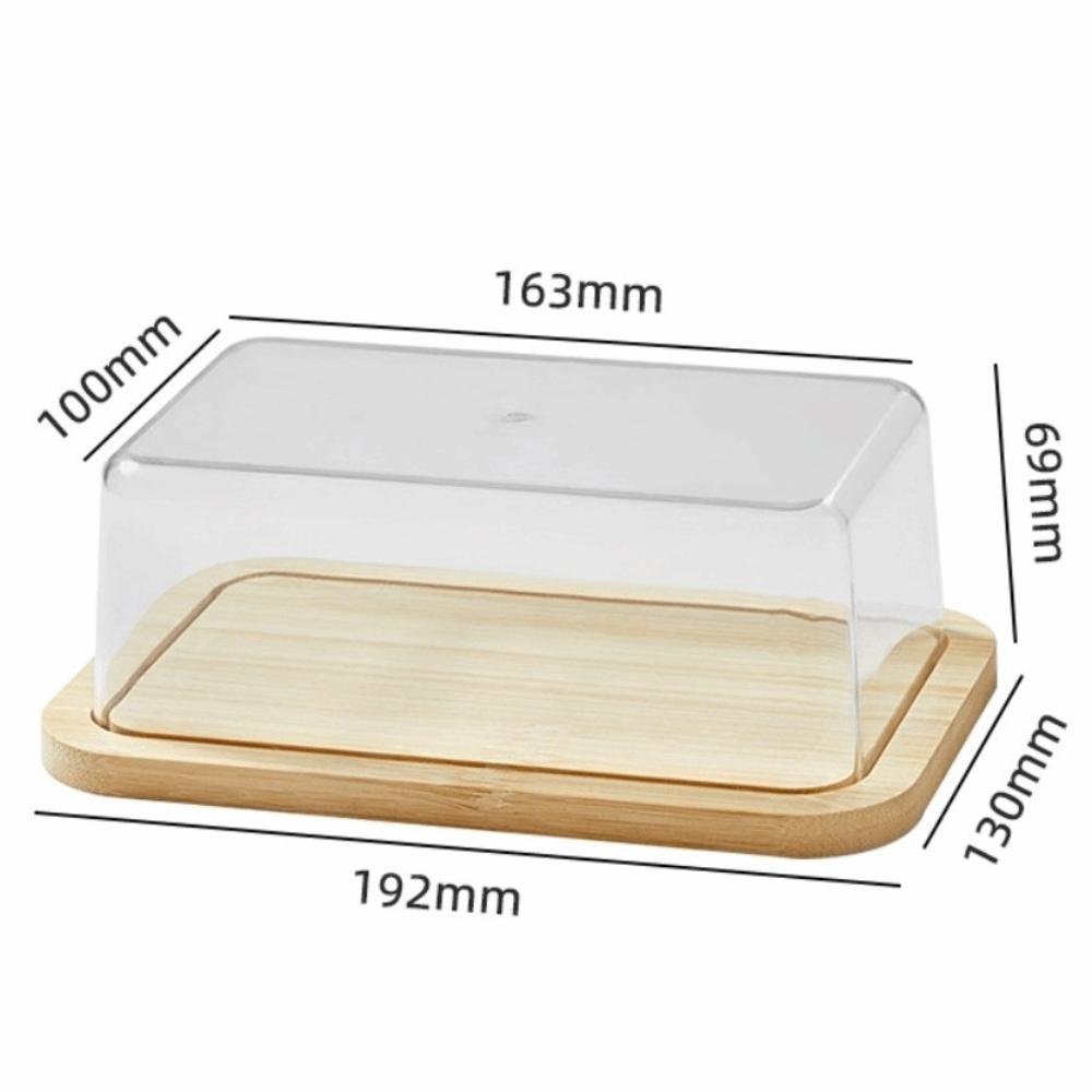 New Bamboo Butter Dish Nordic Design with Clear Lid Butter Storage Box Multi-size Air-Tight Butter Container Kitchen Use
