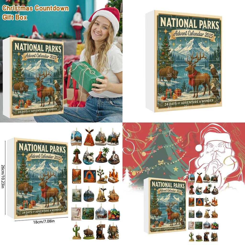 National Parks Advent Calendar Acrylic 24 Piece Set For Christmas Gift And Holiday Decor