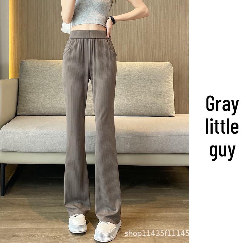 

Женские тонкие летние брюки клеш из ледяного шелка больших размеров - Свободный крой, Прямые штанины, Микроклеш. S