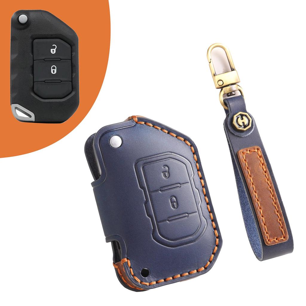 Leather Key Cover for Jeep Wrangler & Gladiator 24 Models - Men's Off-Road Accessory