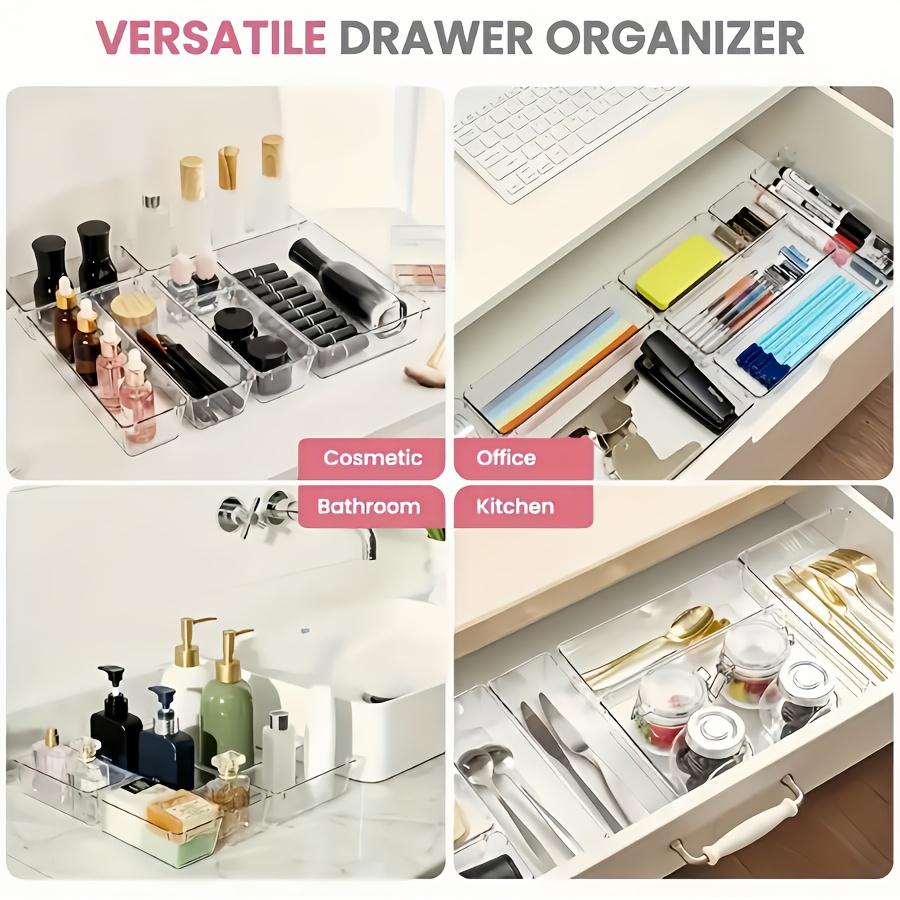 high quality8pcs Set of Transparent Acrylic Cosmetic Storage Boxes, Drawer Built-in Separation and Organizing Box, Desktop Office Stationery Storage