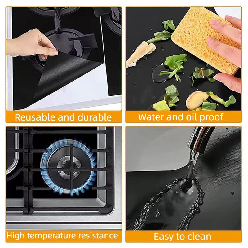 0.1mm Thick and High Temperature Resistant Gas Stove Oil Pad Non-stick Gas Stove Protector Reusable Stove Cleaning Mat Oil Pad