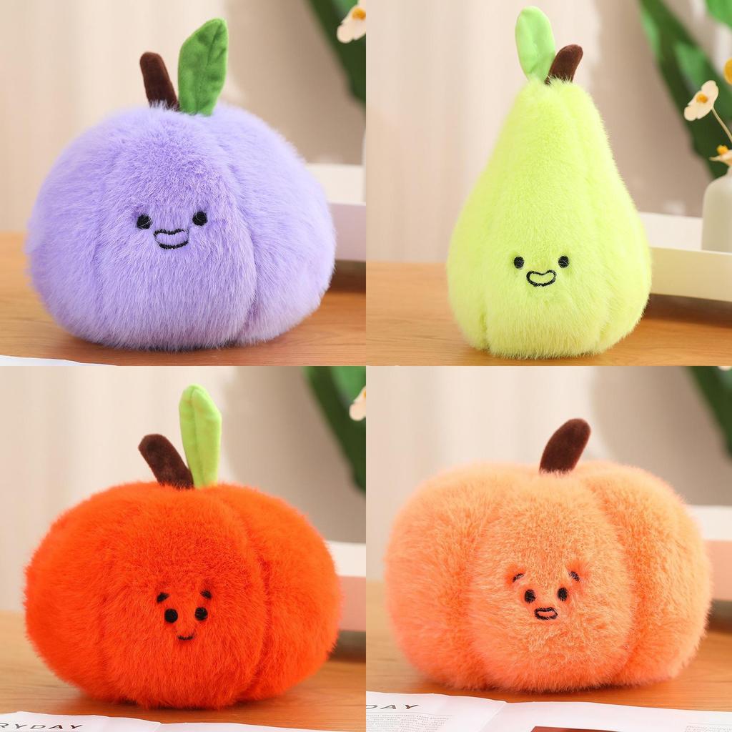 Adorable Cartoon Plush Fruit Series Stuffed Toys Featuring Persimmon Duck Pear Pumpkin And Blueberry For Home Decor
