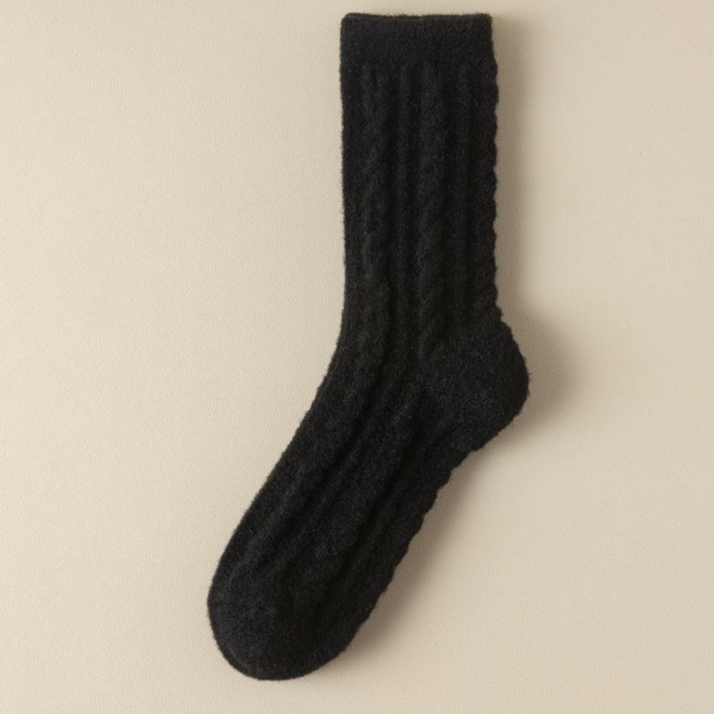 

Теплые кашемировые носки средней длины, утолщенные плюшевые носки, мягкие зимние носки, Зима чёрный