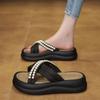 French beauty with skirt cool slippers women's summer wear 2025 new black thick-soled Roman women's half slippers
