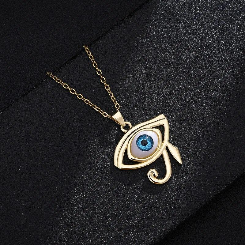 Fashion Turkish Lucky Evil Eye Necklace Women 8 Style Blue Eyes Female Charm Fashion Enamel Heart-shape Palm Necklace Jewelry