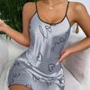 Damen Sommer Seide Ärmelloses Nachthemd - Sexy Eis Seide Druck Kurz Slip