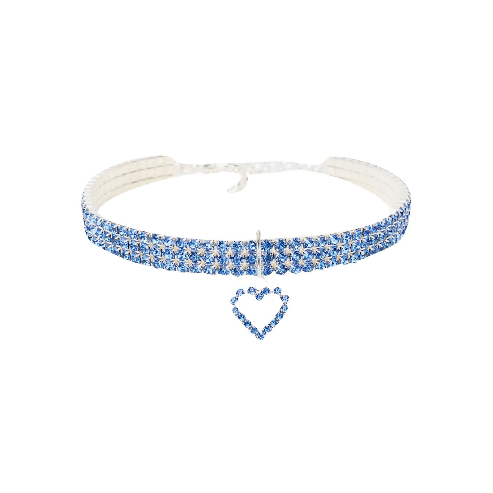 

Трехрядное эластичное ожерелье со стразами для домашних животных, цепочка с подвеской в виде кошки, ошейник для собак, товары для животных, аксессуары для маленьких собак One Size