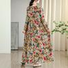 Dimanaf New 2025 Women Plus Size Spring Long Dress Loose Basic Vintage Oversize Long Sleeve Maxi Floral