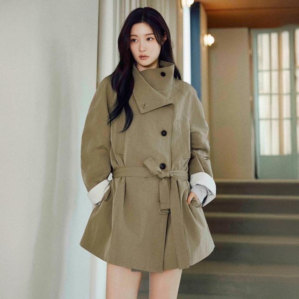 

On On High Neck Half Trench Coat New5ar822 43 DARK KHAKI/S_01