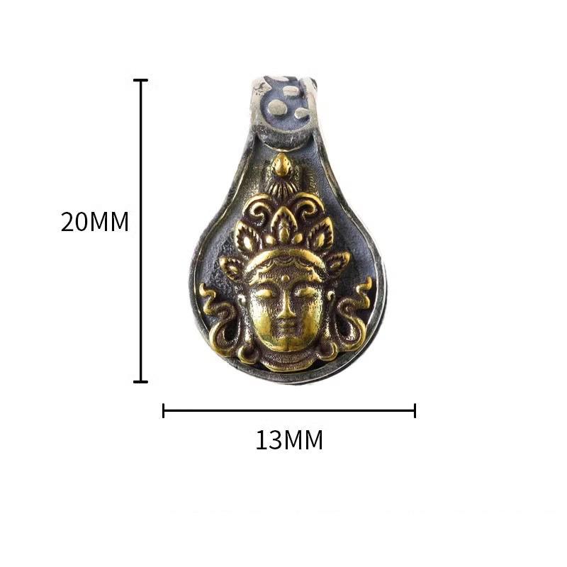 Tibetan Double-Sided Dzambhala & Green Tara Pendant with Wénwán Hand String Accessories