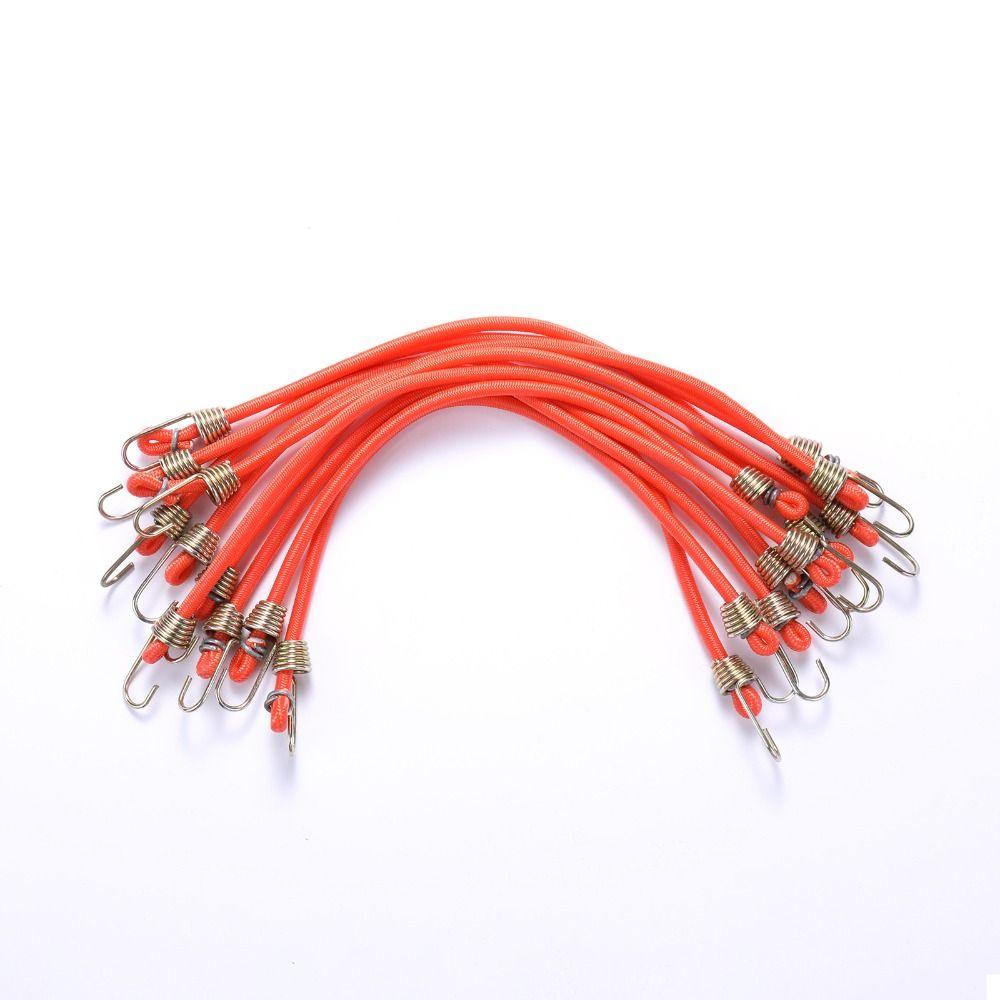 10 PCS Mini Elastic Rope with Steel Hooks Rubber Strap Short Bungee Cords Car Tents