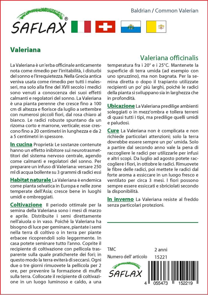 SAFLAX Garden In the Bag - Common Valerian - 200 Seeds - With Substrate In a Fitting Stand Up Bag - Valeriana Officinalis