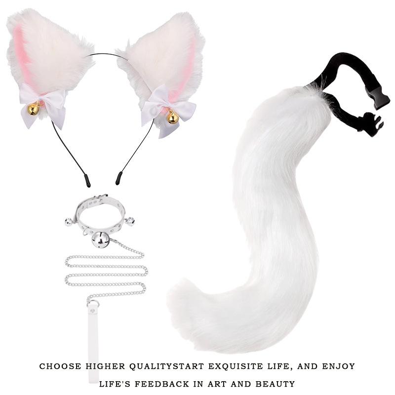 Handmade Cat Ears & Tail Set: Cute Cosplay Hair Accessories for Catgirl