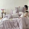2026 Spring/Summer French Pure Cotton Double-Layer Gauze Lace Bedding Set