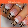 On Press 24pcs Glitters Nail Leopard Designs Full Cover Acrylic False Nail Artificial Nail Manicure Nail Art For Women