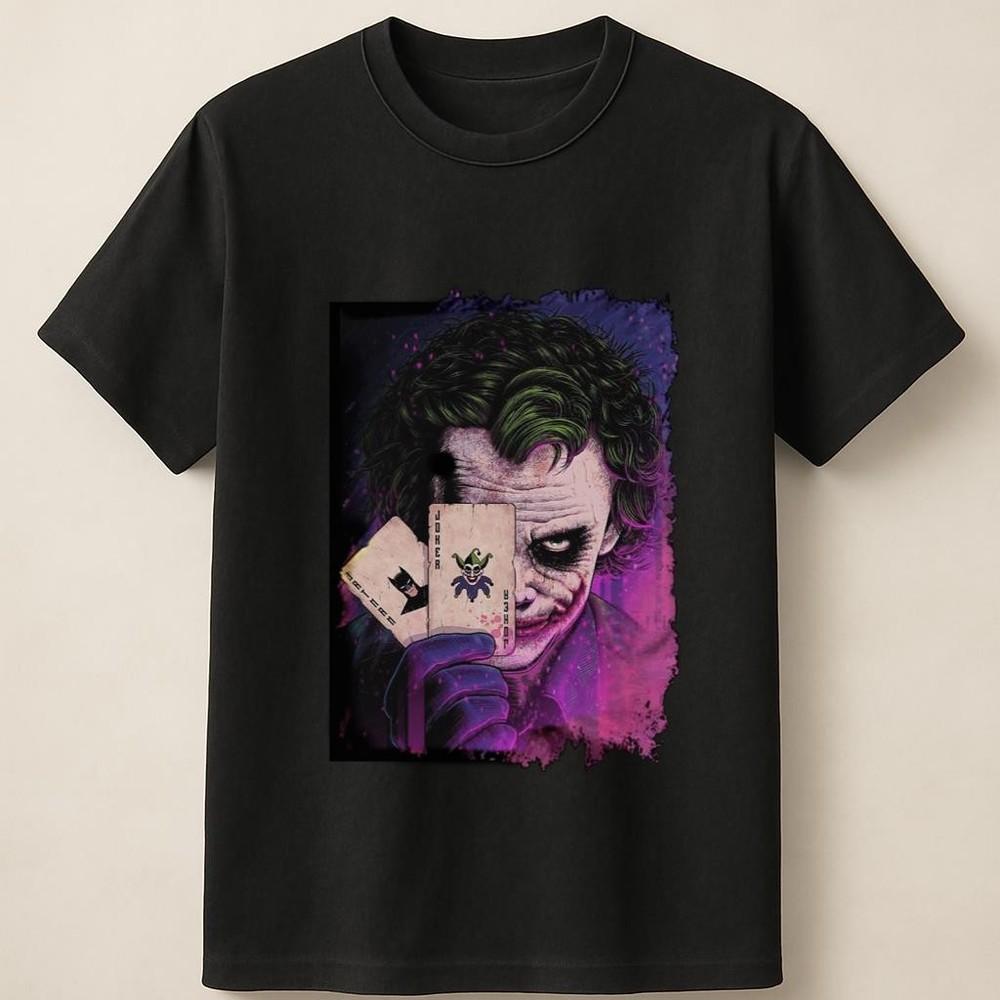 Joker Purple Themed Graphic With Card and Shadows Unisex T Shirt Unisex T-Shirt S