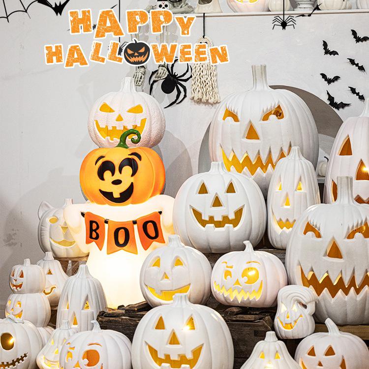 Luminous White Pumpkin Lantern: Large Halloween Decoration for Shopping Malls & Theme Events