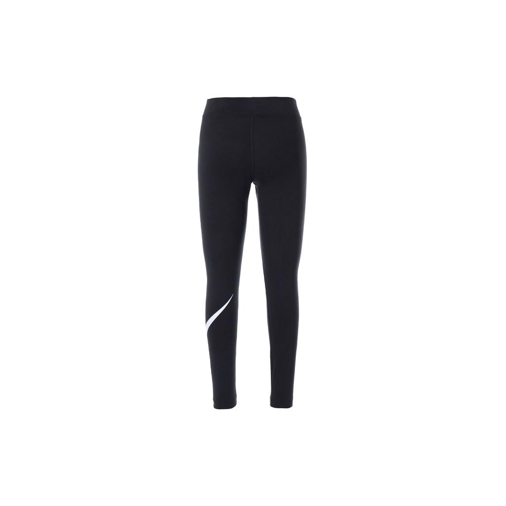 Nike Sportswear Essential Swoosh Logo Mid-Waist Slim Fit Fitness Pants Women Bottoms Black CZ8531-010