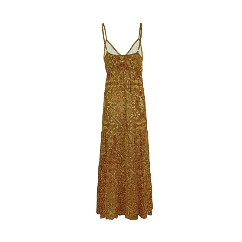 GMXIA Women's Boho Halter Long High Waist V-Neck Printed Floral Dresses