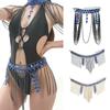 Mehrschichtige Schulterketten Quasten Körperketten Kristall Taille Bauchketten Legierung Körper Schmuck für Strand Nachtclub